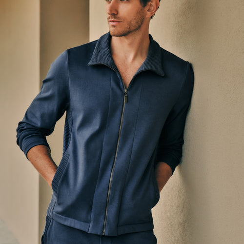 Smartwear Cotton Zip-Up Jacket | Vintage Indigo 75938-2617