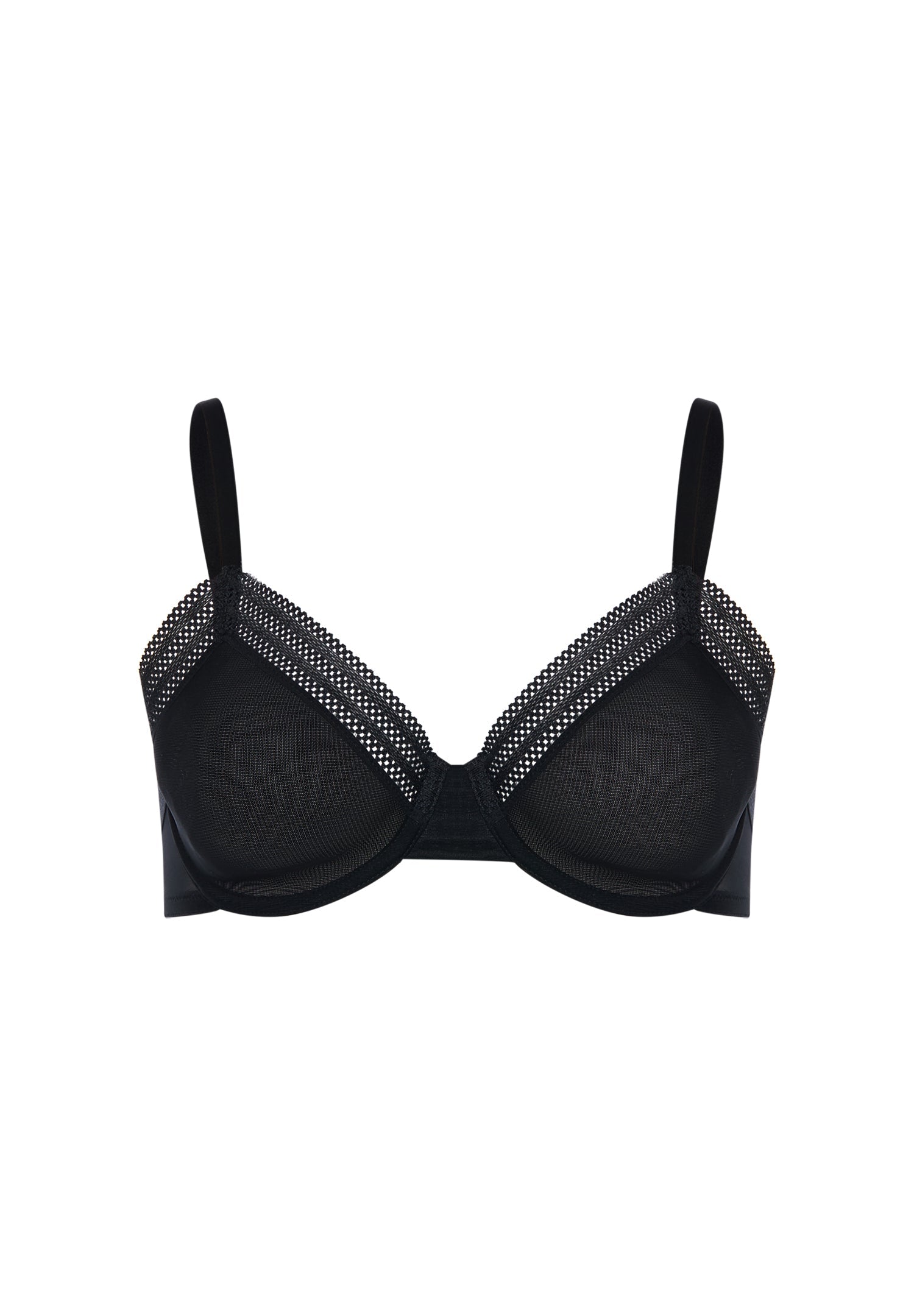 black underwire bra on white background