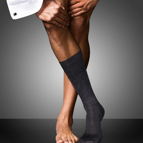 No. 6 Finest Merino Silk Socks | Anthracite Melange 14451-3080