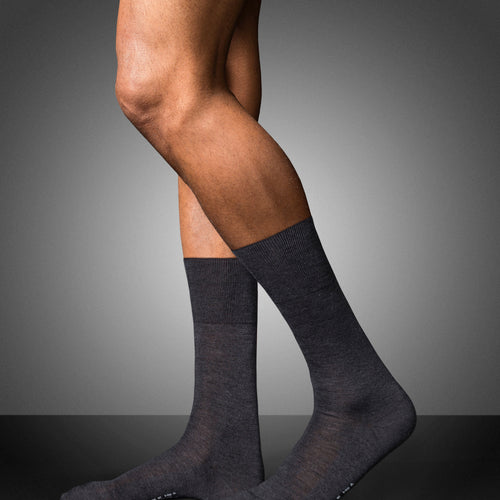 No. 6 Finest Merino Silk Socks | Anthracite Melange 14451-3080