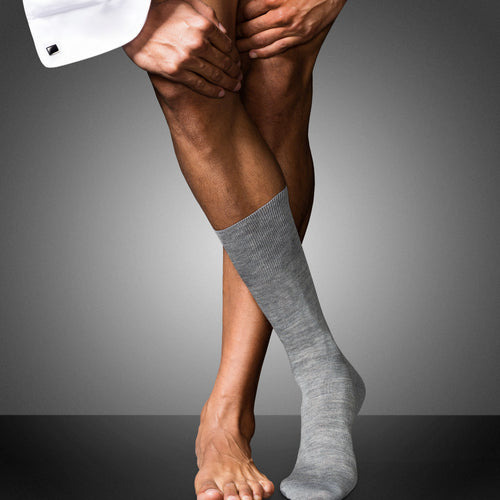 No. 6 Finest Merino Silk Socks | Light Grey Melange 14451-3388