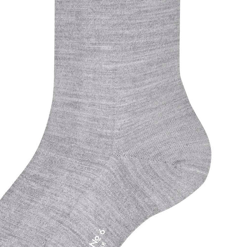 No. 6 Finest Merino Silk Socks | Light Grey Melange 14451-3388