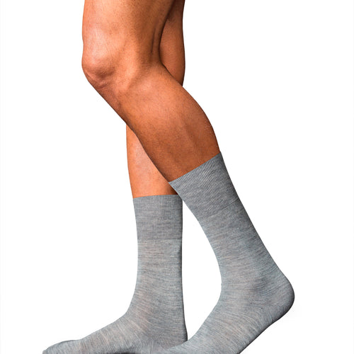 No. 6 Finest Merino Silk Socks | Light Grey Melange 14451-3388