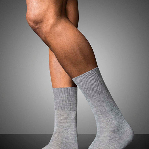 No. 6 Finest Merino Silk Socks | Light Grey Melange 14451-3388