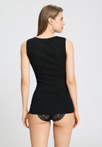 Marcia Lace Trim Wool and Silk Tank Top | Phantom 70756-924