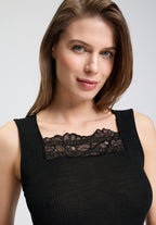 Marcia Lace Trim Wool and Silk Tank Top | Phantom 70756-924