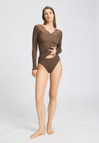 Marcia Lace Trim Wool and Silk Top | Natural Teak 70757-2768