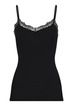Woolen Lace Lace Trim Wool and Silk Camisole | Black 70765-019