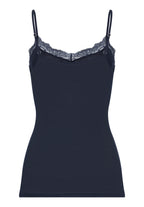 Woolen Lace Lace Trim Wool and Silk Camisole | Deep Navy 70765-1610
