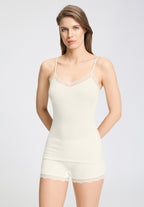 Woolen Lace Lace Trim Wool and Silk Camisole | Misty White 70765-2123