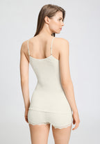 Woolen Lace Lace Trim Wool and Silk Camisole | Misty White 70765-2123