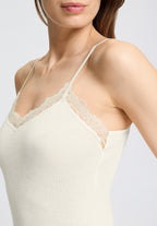 Woolen Lace Lace Trim Wool and Silk Camisole | Misty White 70765-2123