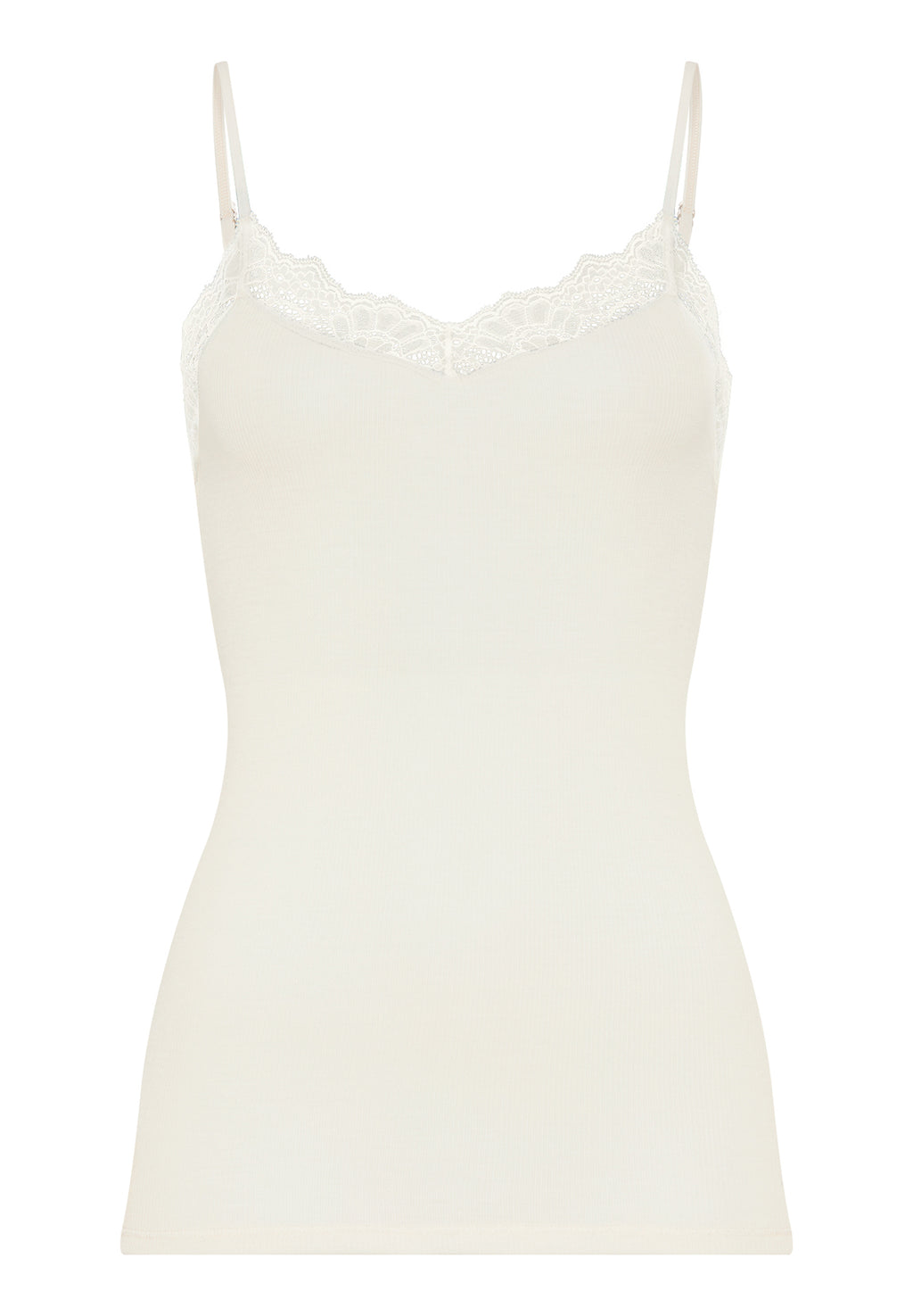 Woolen Lace Lace Trim Wool and Silk Camisole | Misty White 70765-2123