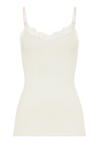 Woolen Lace Lace Trim Wool and Silk Camisole | Misty White 70765-2123