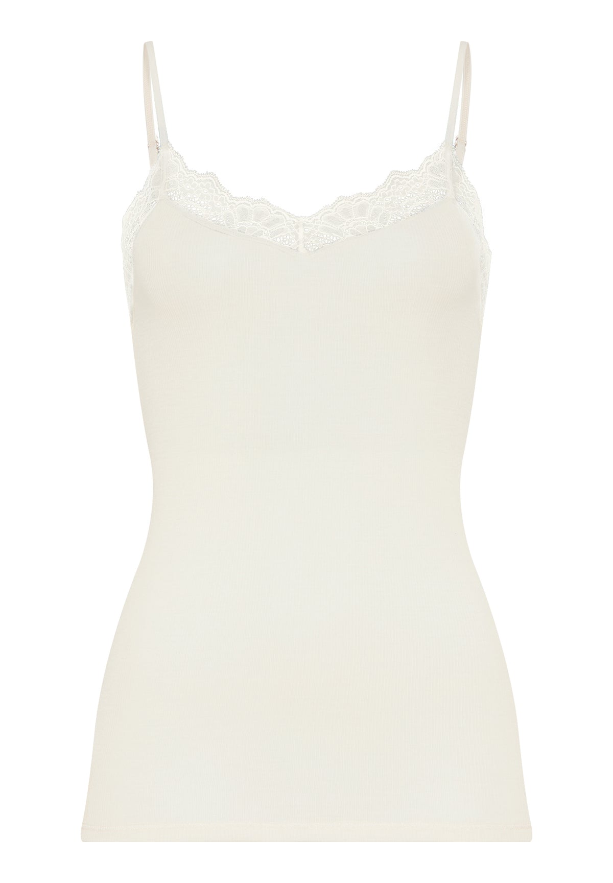 Woolen Lace Lace Trim Wool and Silk Camisole | Misty White 70765-2123