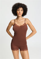Woolen Lace Lace Trim Wool and Silk Camisole | Cinnamon 70765-2790