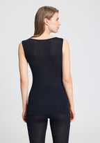 Woolen Lace Lace Trim Wool and Silk Tank Top | Black 70766-019