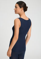 Woolen Lace Lace Trim Wool and Silk Tank Top | Deep Navy 70766-1610
