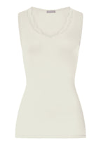 Woolen Lace Lace Trim Wool and Silk Tank Top | Misty White 70766-2123