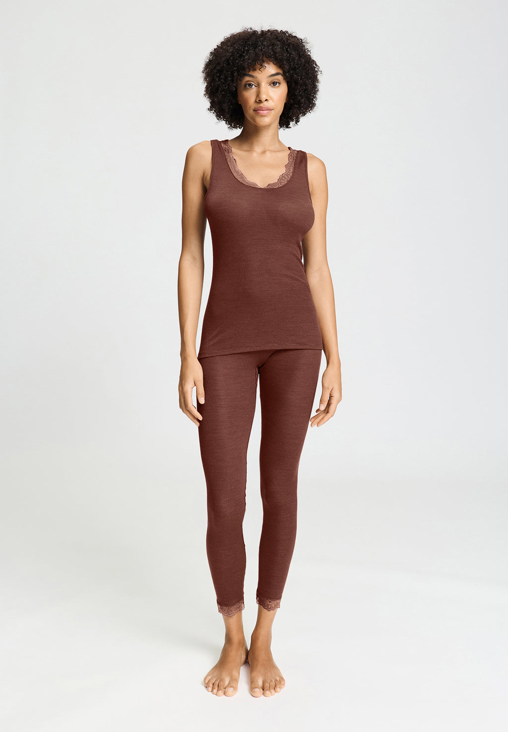 Woolen Lace Lace Trim Wool and Silk Tank Top | Cinnamon 70766-2790