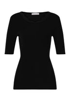 Woolen Lace Wool and Silk Crew Neck Top | Black 70767-019
