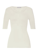 Woolen Lace Wool and Silk Crew Neck Top | Misty White 70767-2123
