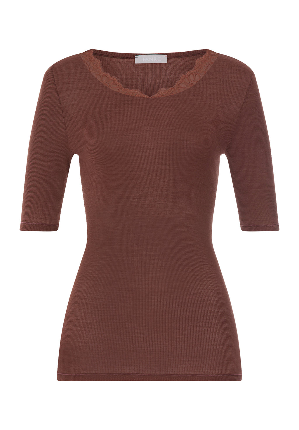 Woolen Lace Wool and Silk Crew Neck Top | Cinnamon 70767-2790