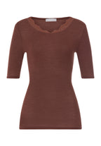 Woolen Lace Wool and Silk Crew Neck Top | Cinnamon 70767-2790