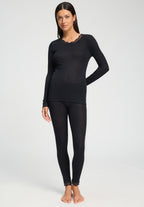 Woolen Lace Lace Trim Wool and Silk Crew Neck Top | Black 70768-019