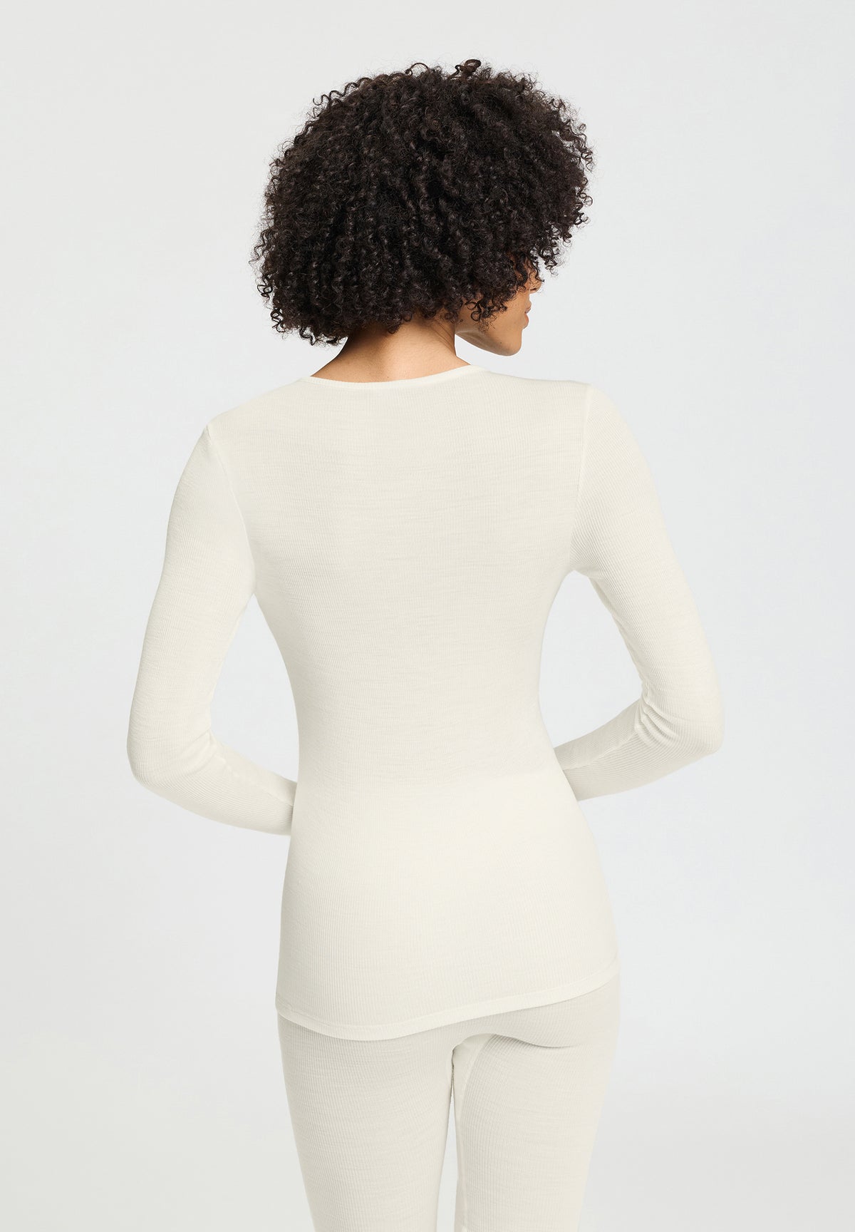 Woolen Lace Lace Trim Wool and Silk Crew Neck Top | Misty White 70768-2123