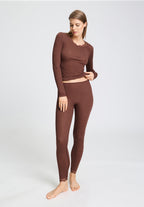 Woolen Lace Lace Trim Wool and Silk Crew Neck Top | Cinnamon 70768-2790