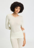 Woolen Lace 3/4 Slv Shirt | Misty White 70769-2123