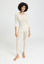 Woolen Lace 3/4 Slv Shirt | Misty White 70769-2123