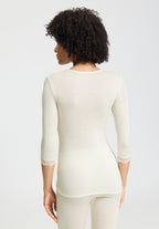 Woolen Lace 3/4 Slv Shirt | Misty White 70769-2123