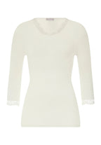 Woolen Lace 3/4 Slv Shirt | Misty White 70769-2123