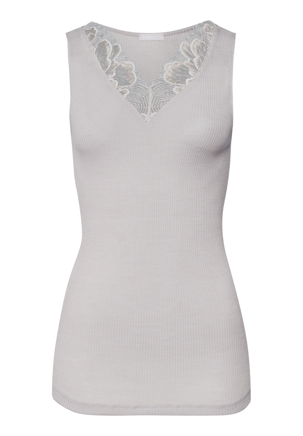 Celeste Wool And Silk Lace Trim Tank Top | Silver Vapor 70816-2652