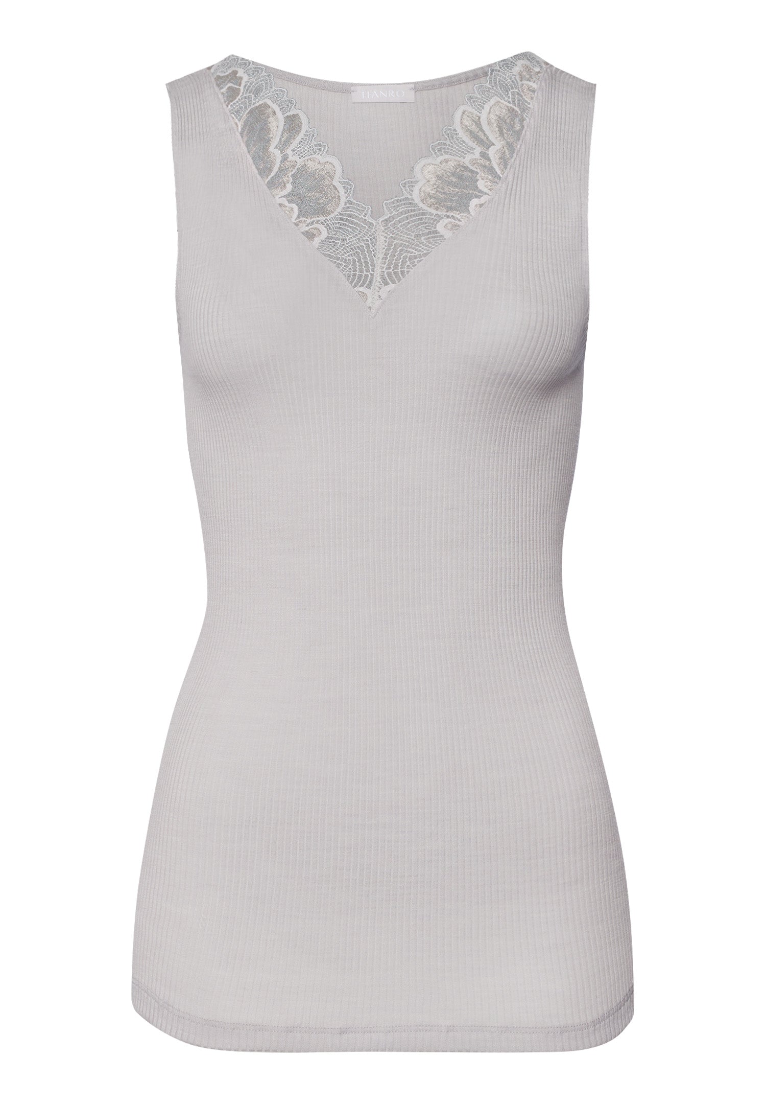Celeste Wool And Silk Lace Trim Tank Top | Silver Vapor 70816-2652
