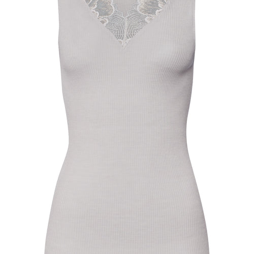 Celeste Wool And Silk Lace Trim Tank Top | Silver Vapor 70816-2652