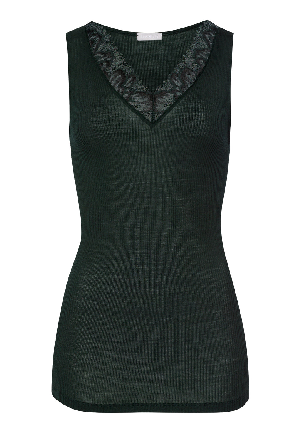 Celeste Wool And Silk Lace Trim Tank Top | Dark Malachite 70816-2709