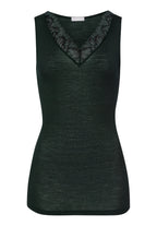 Celeste Wool And Silk Lace Trim Tank Top | Dark Malachite 70816-2709