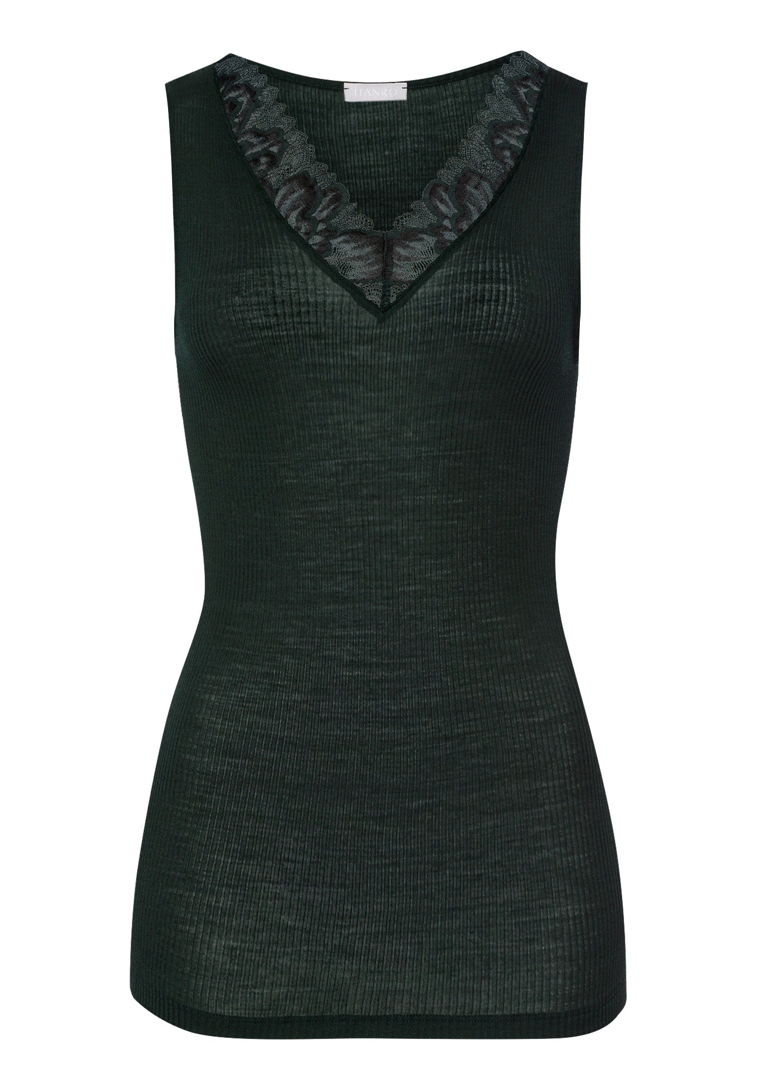 Celeste Wool And Silk Lace Trim Tank Top | Dark Malachite 70816-2709