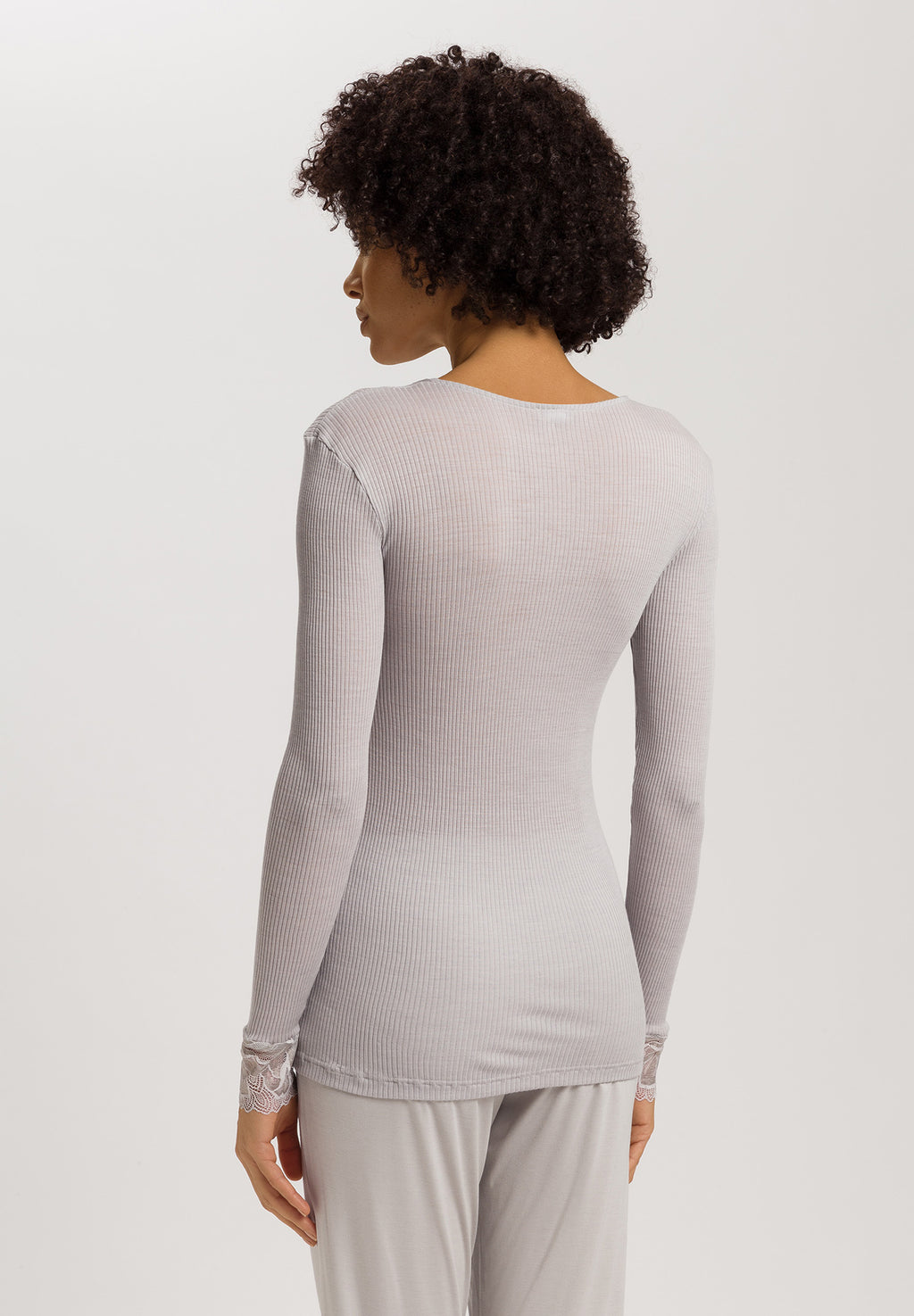 Celeste Wool And Silk Lace Trim Top | Silver Vapor 70817-2652