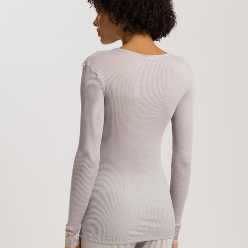 Celeste Wool And Silk Lace Trim Top | Silver Vapor 70817-2652