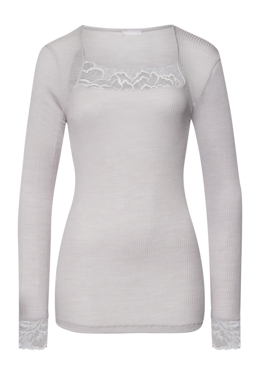 Celeste Wool And Silk Lace Trim Top | Silver Vapor 70817-2652