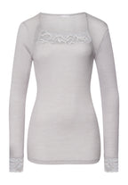 Celeste Wool And Silk Lace Trim Top | Silver Vapor 70817-2652
