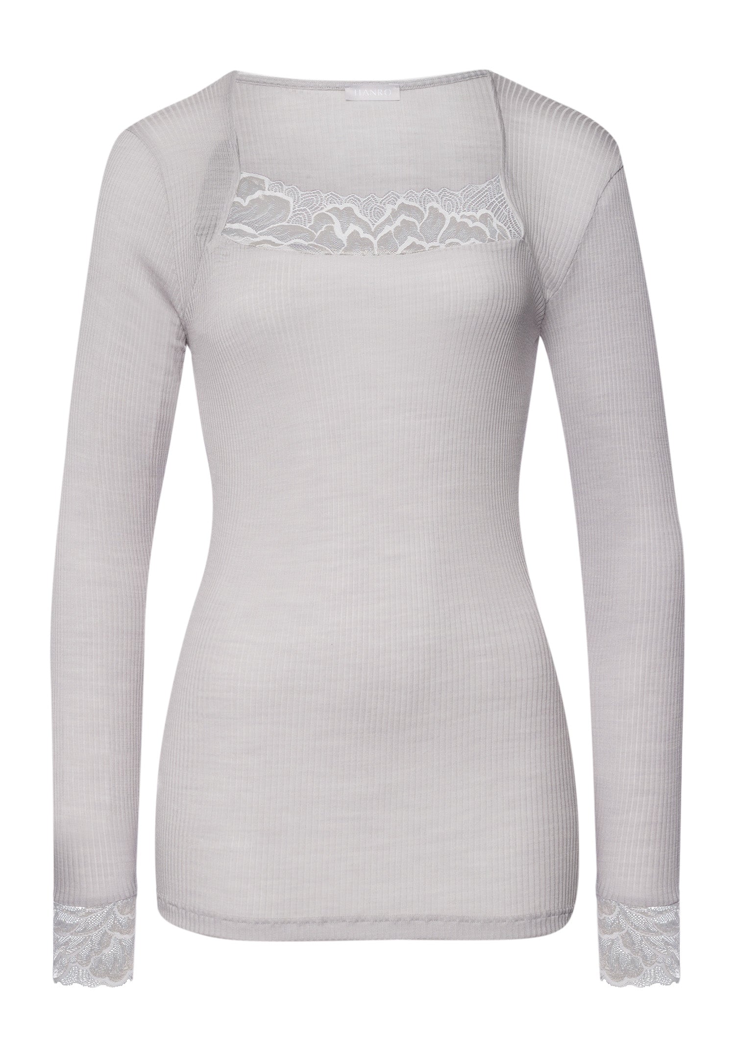 Celeste Wool And Silk Lace Trim Top | Silver Vapor 70817-2652