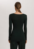 Celeste Wool And Silk Lace Trim Top | Dark Malachite 70817-2709