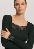 Celeste Wool And Silk Lace Trim Top | Dark Malachite 70817-2709