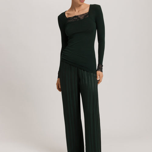 Celeste Wool And Silk Lace Trim Top | Dark Malachite 70817-2709