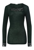 Celeste Wool And Silk Lace Trim Top | Dark Malachite 70817-2709